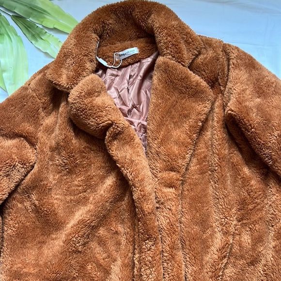 Angashion Fuzzy Fleece Lapel Open Front Long Cardigan Coat - Picture 9 of 16